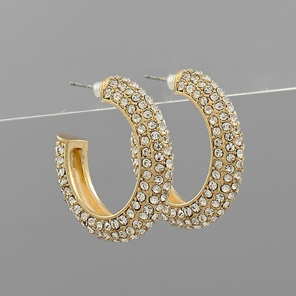Paved Crystal Open Hoops - Picture 3 of 3